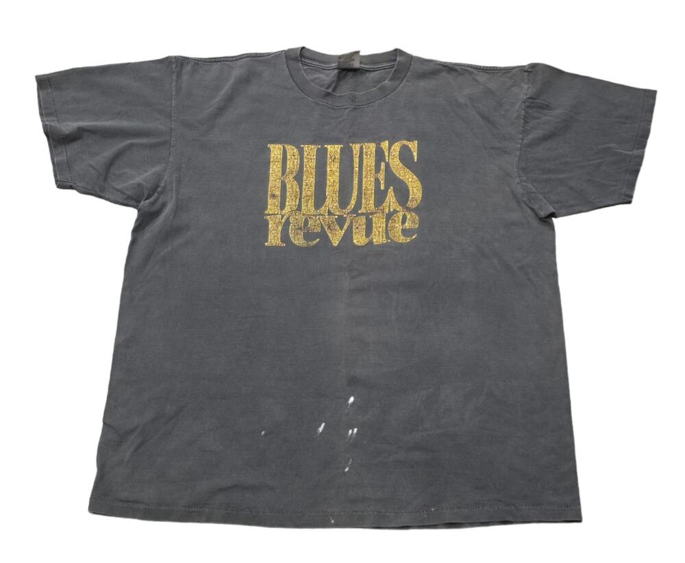 Vintage Blues Revue Magazine Publication Black Short Sleeve Graphic Shirt Rock